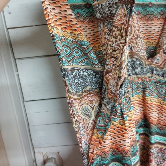 Fashion Fuse Kimono Kaftan Coverup Top Boho Print Tie Waist, Size Medium - Picture 9 of 12